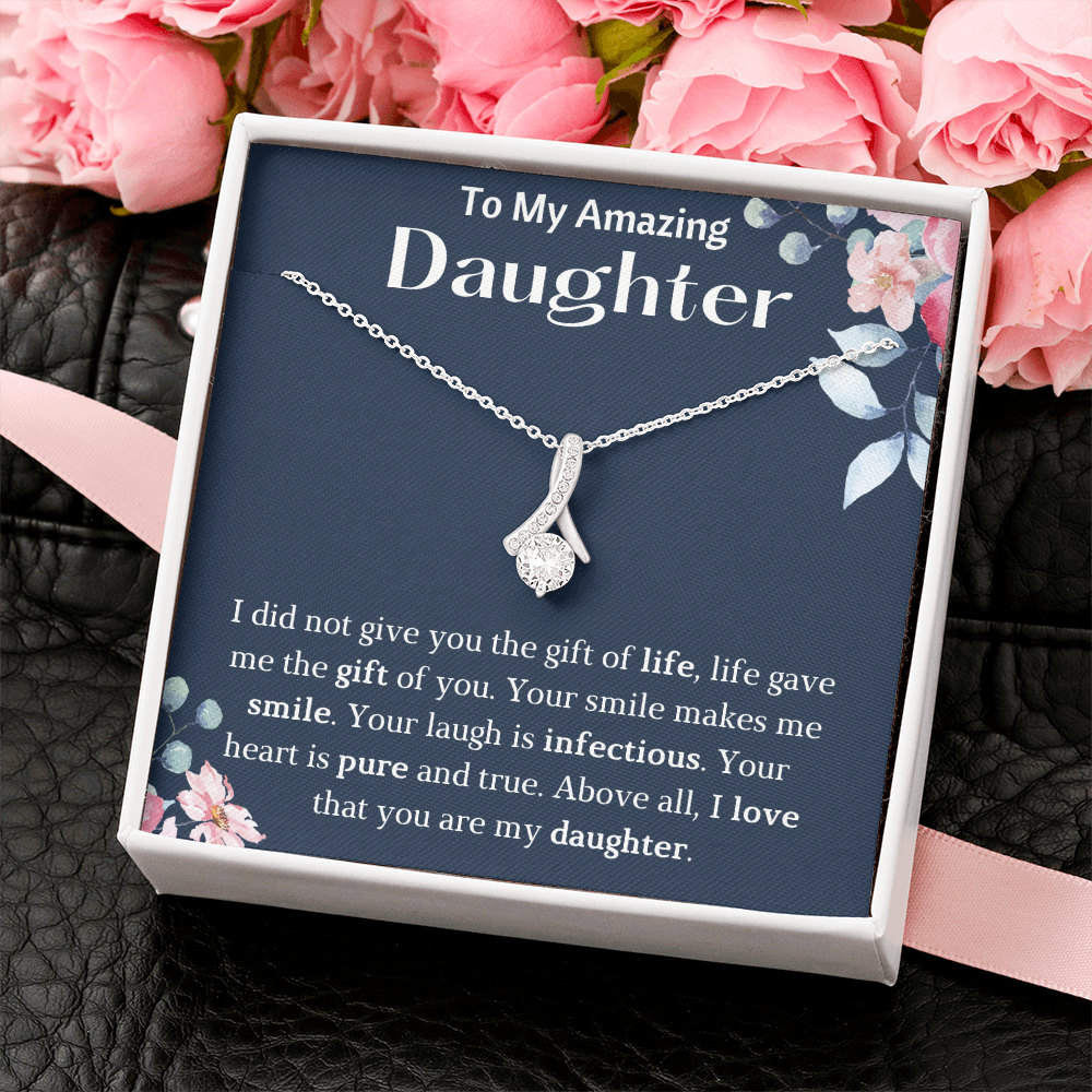 To My Amazing Daughter Petite Ribbon Necklace