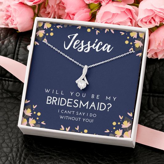Personalized Bridesmaid Ribbon Necklace