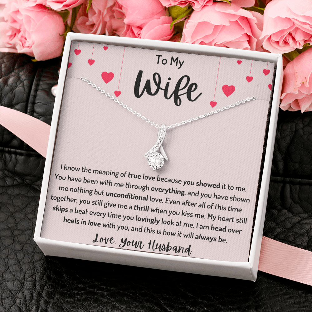 To My Wife Ribbon Hearts Strings Necklace