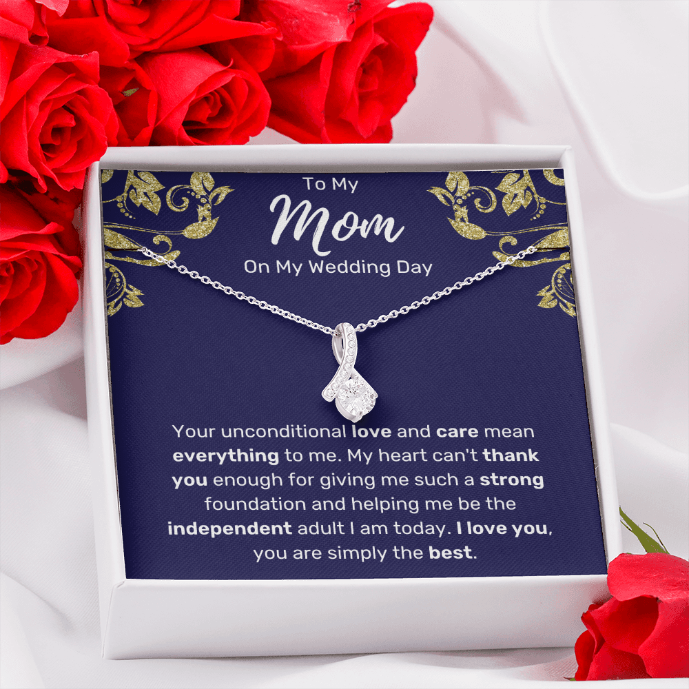 To My Mom On My Wedding Day Ribbon Necklace