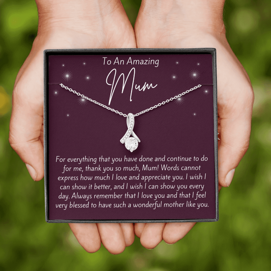 To An Amazing Mum Ribbon Necklace