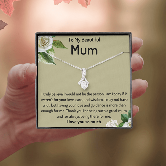 To My Beautiful Mum Ribbon Necklace