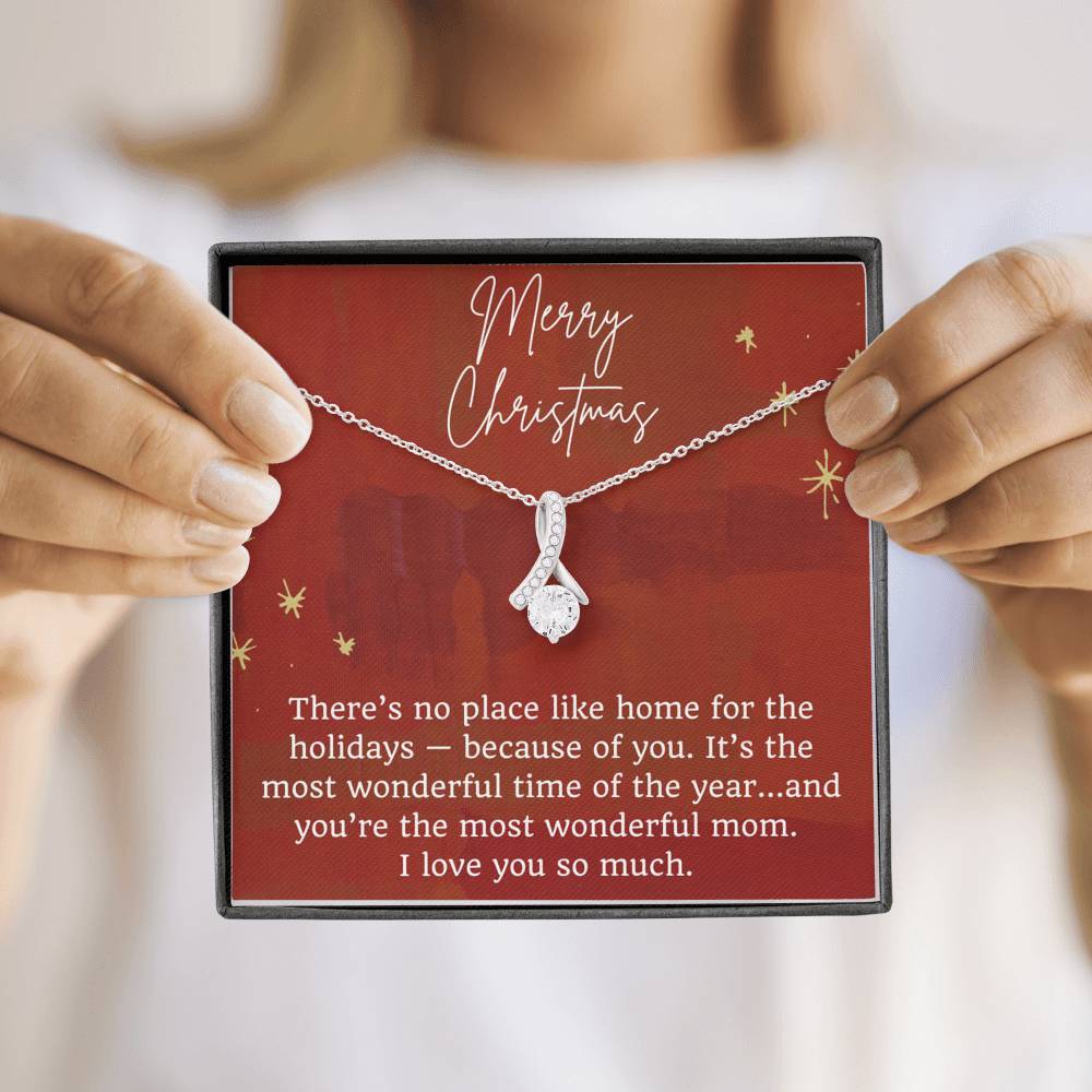 Merry Christmas Ribbon Necklace for Mom