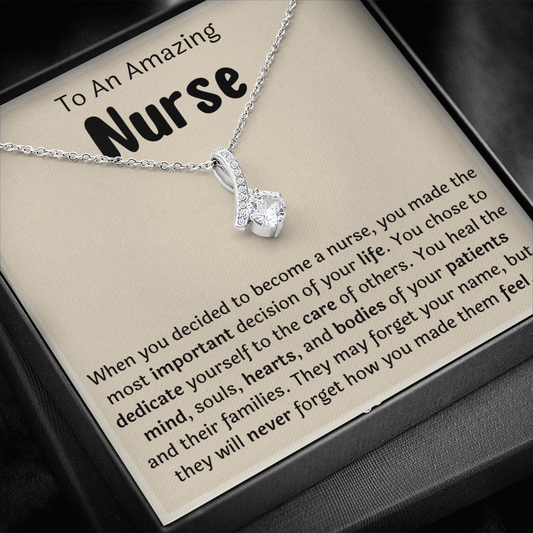 To An Amazing Nurse Ribbon Necklace