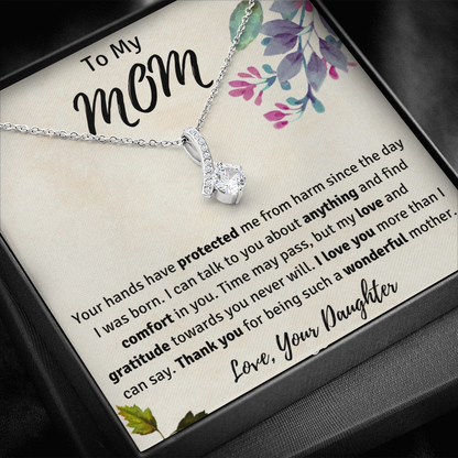 To My Mom from Your Daughter Ribbon Necklace