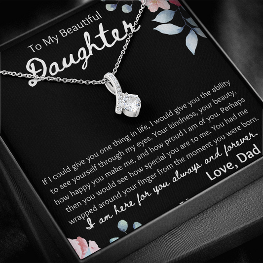 To My Beautiful Daughter from Dad Ribbon Necklace