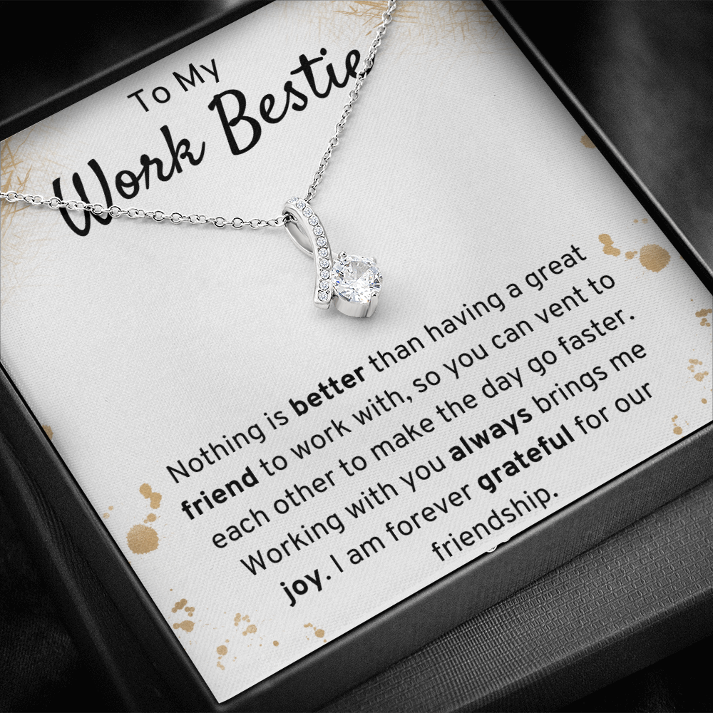 To My Work Bestie Petite Ribbon Necklace