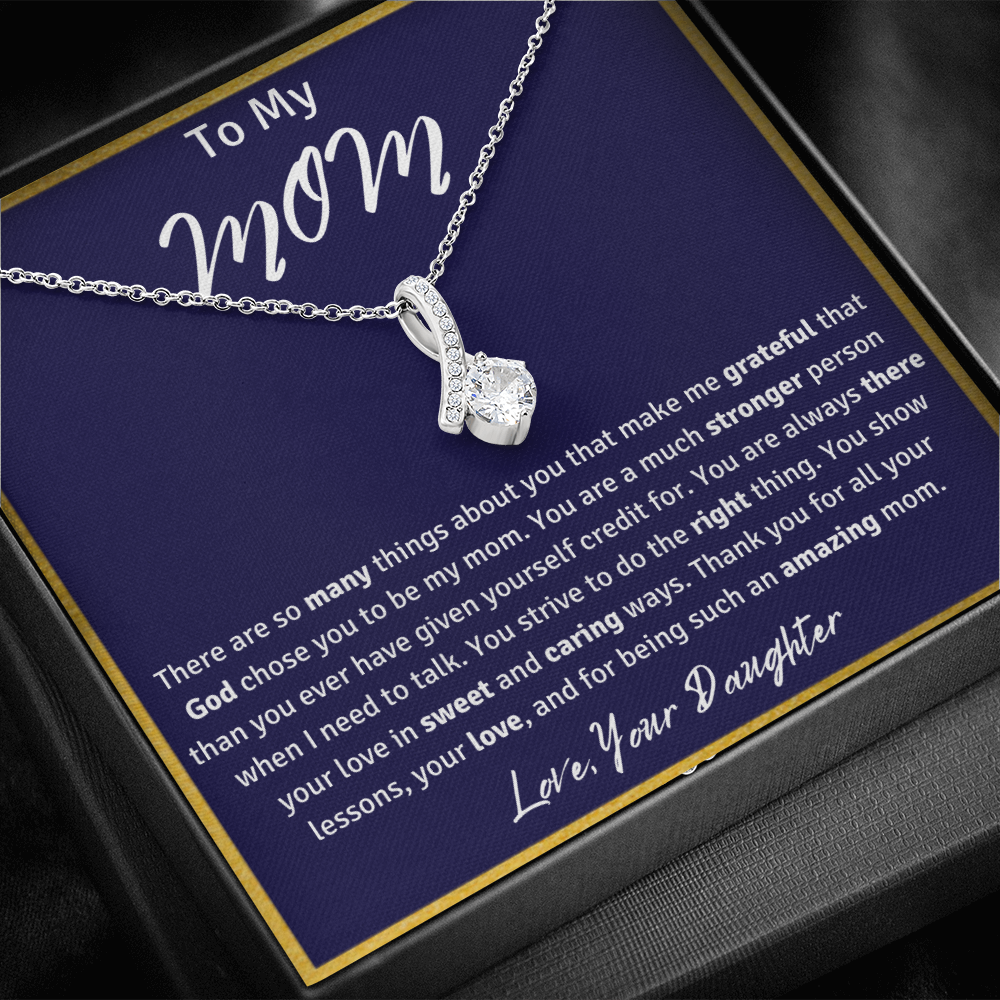 To My Mom from Your Daughter Ribbon Necklace