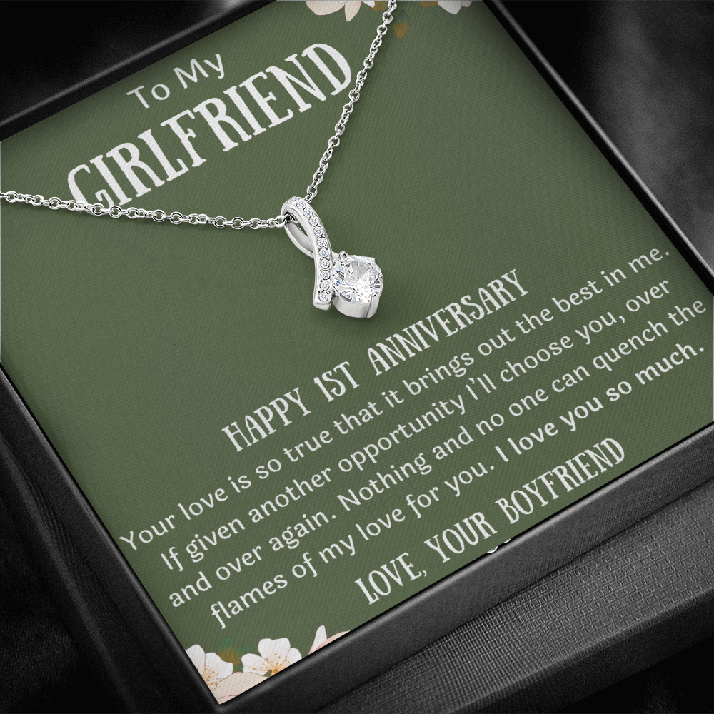 Happy 1st Anniversary To My Girlfriend from Boyfriend Ribbon Necklace