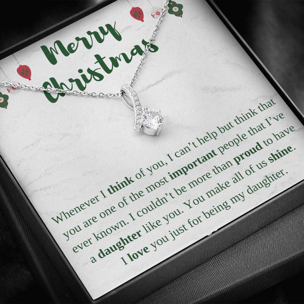 Merry Christmas Ribbon Daughter Necklace