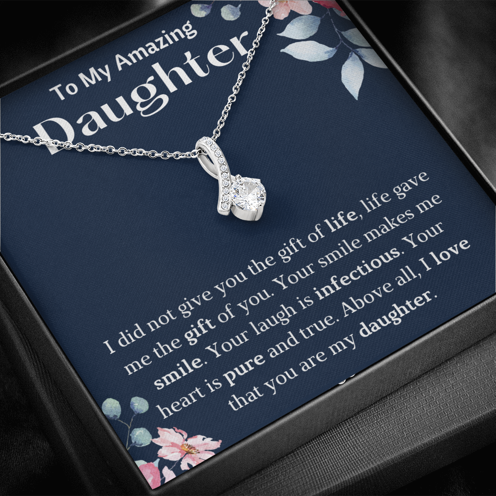 To My Amazing Daughter Petite Ribbon Necklace