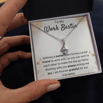 To My Work Bestie Petite Ribbon Necklace