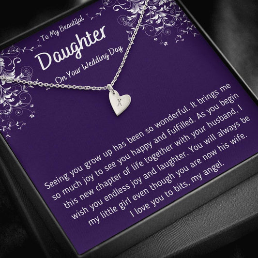 To My Beautiful Daughter on Your Wedding Day Hearts Necklace