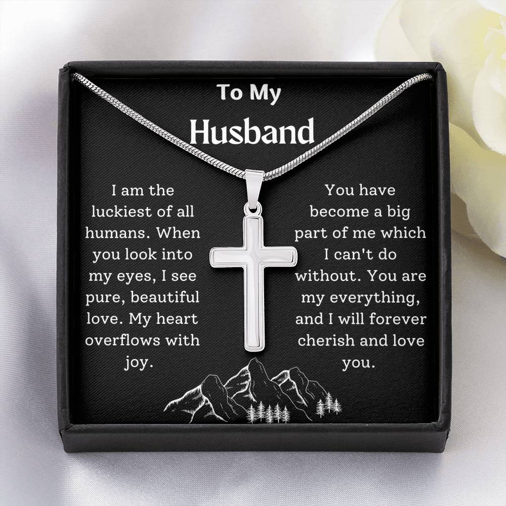 To My Husband Cross Necklace