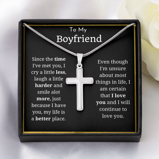 To My Boyfriend Cross Necklace