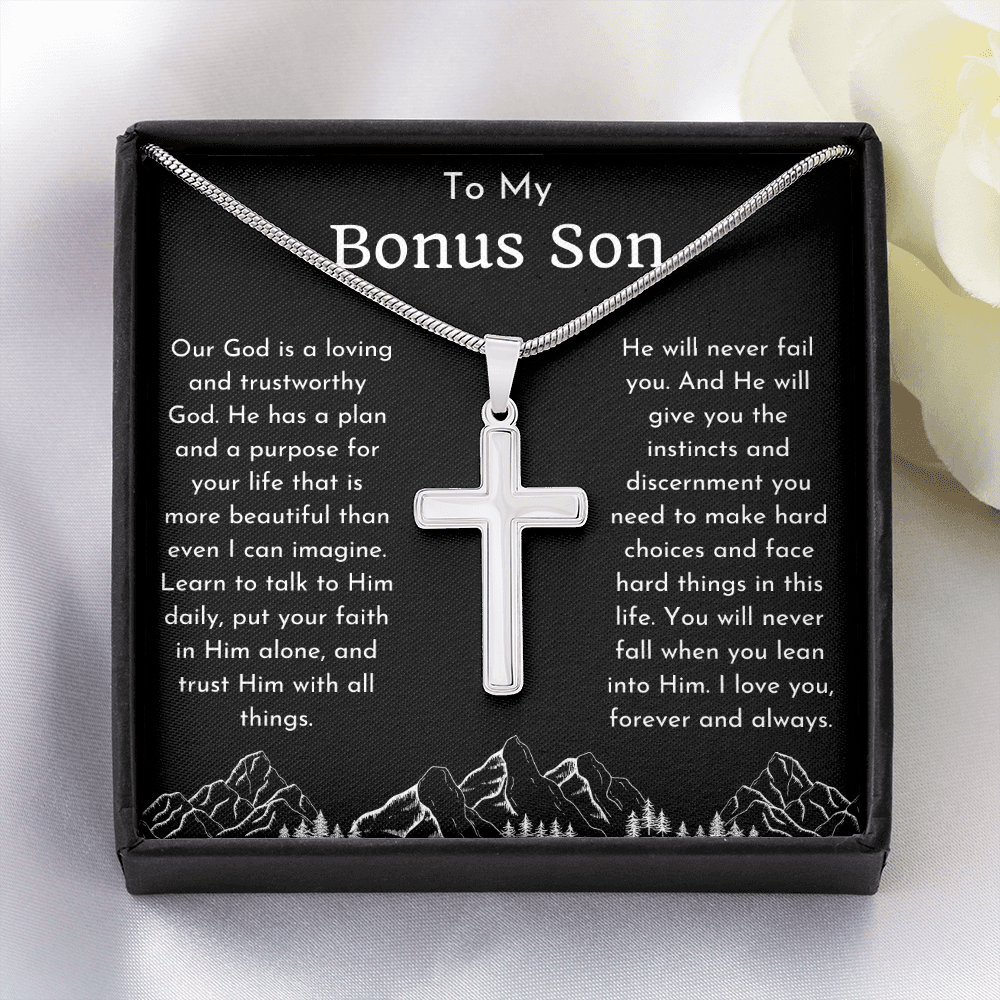 To My Bonus Son Religious Cross Necklace