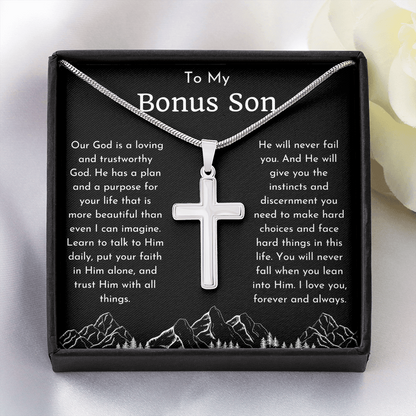 To My Bonus Son Religious Cross Necklace