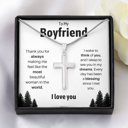 To My Boyfriend Cross Necklace