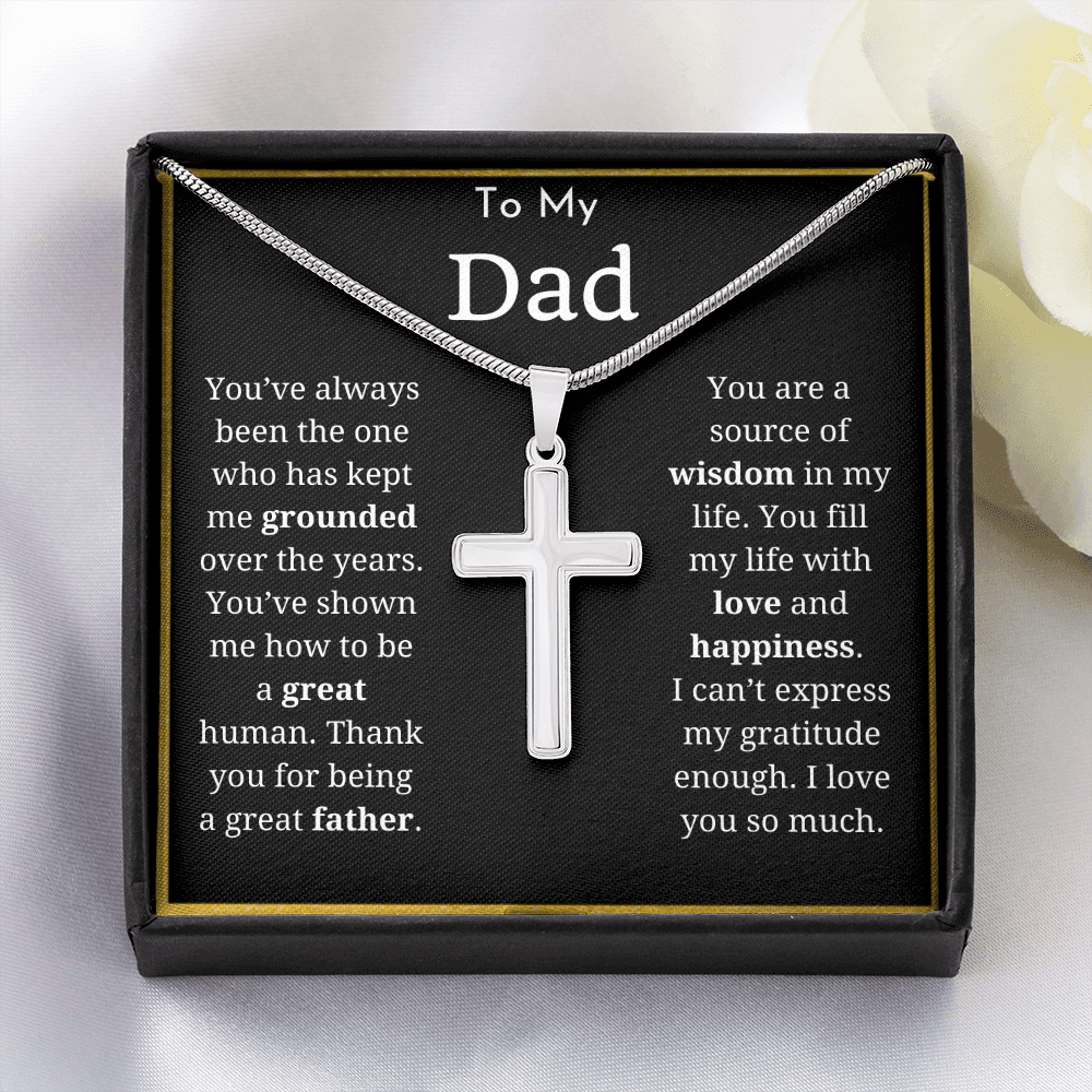 To My Dad Cross Necklace