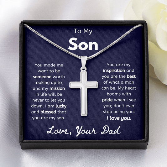 To My Son Cross Necklace from Dad