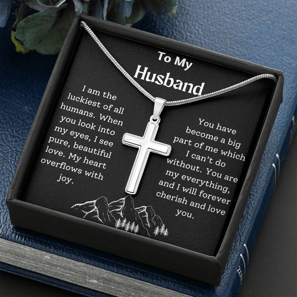 To My Husband Cross Necklace