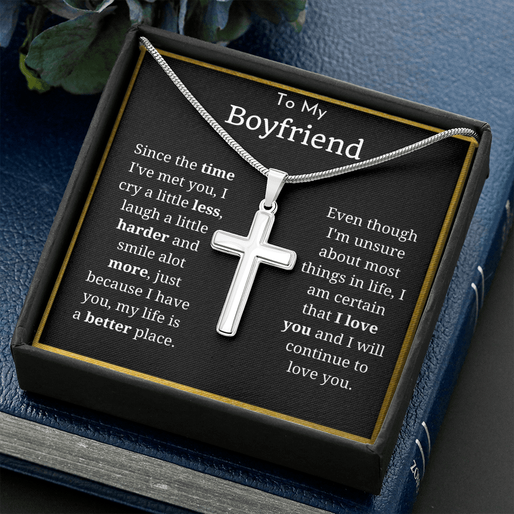 To My Boyfriend Cross Necklace