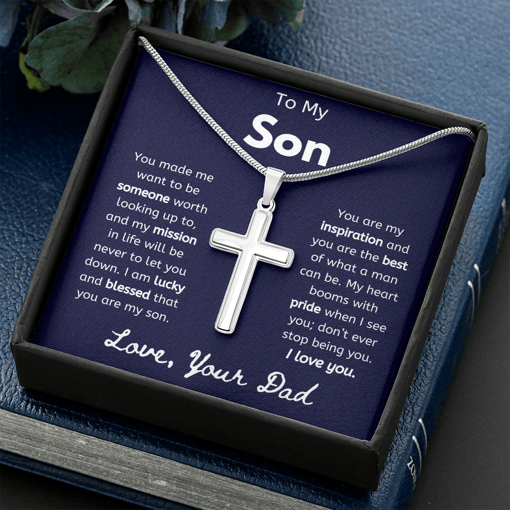 To My Son Cross Necklace from Dad