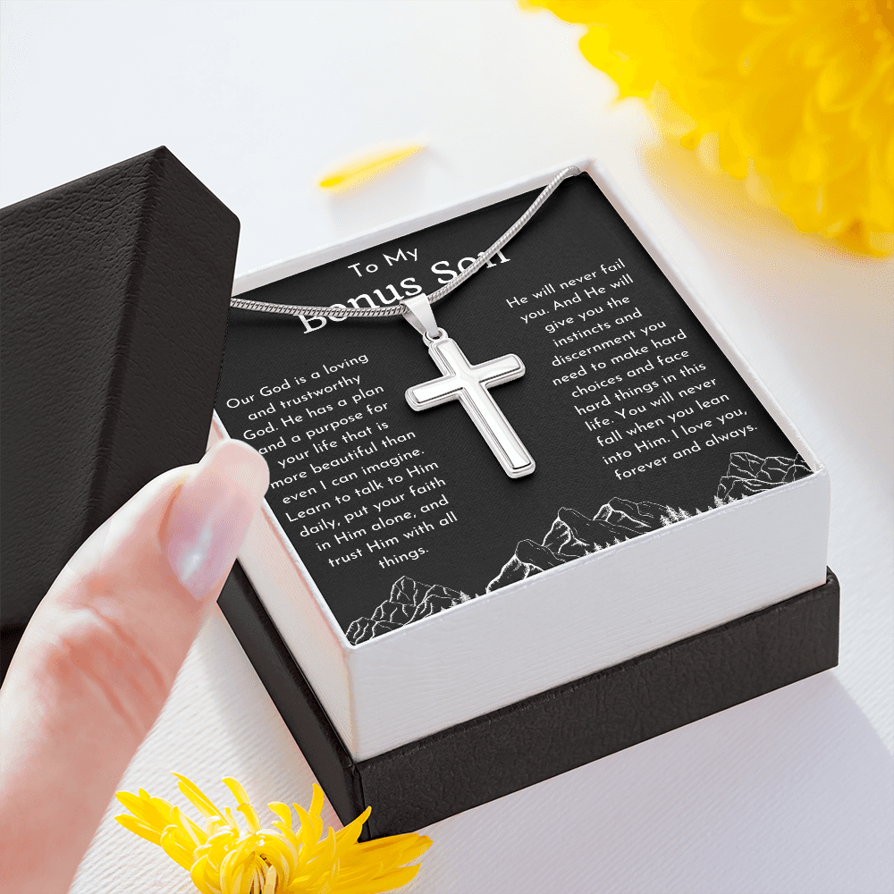 To My Bonus Son Religious Cross Necklace