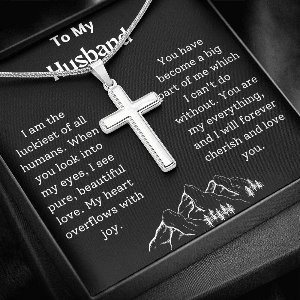 To My Husband Cross Necklace