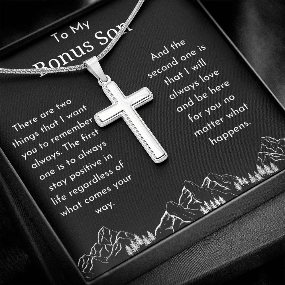 To My Bonus Son Cross Pendant Necklace