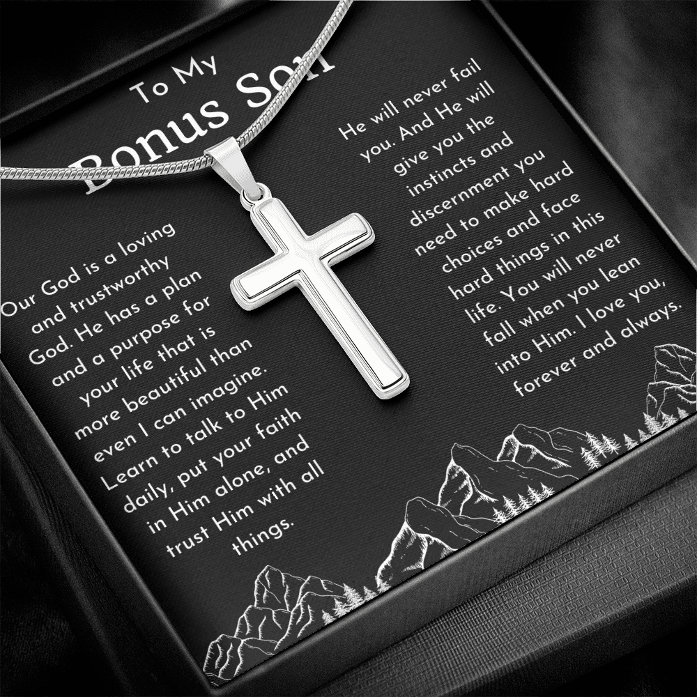 To My Bonus Son Religious Cross Necklace