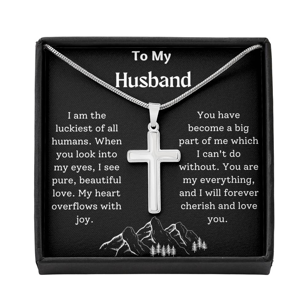 To My Husband Cross Necklace