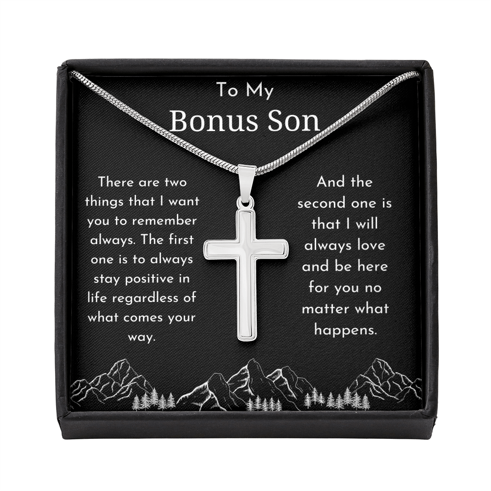 To My Bonus Son Cross Pendant Necklace