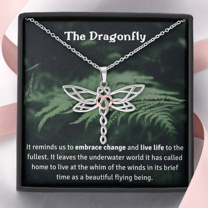 Dragonfly Necklace Pendant Spiritual Meaning Gift For Daughter Woman Jewelry Dragonfly Pendant Necklace With Rose Gold Heart Silver Warrior