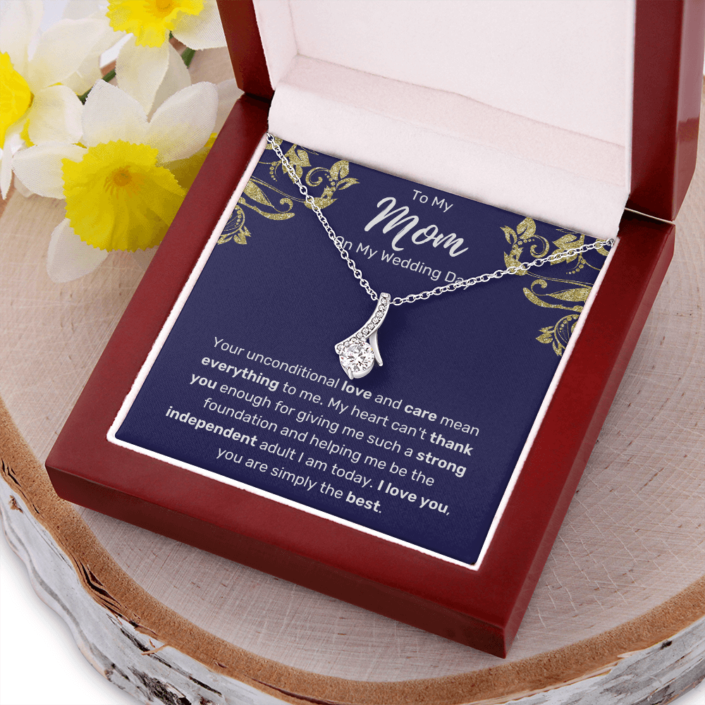 To My Mom On My Wedding Day Ribbon Necklace