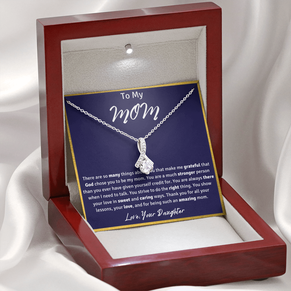 To My Mom from Your Daughter Ribbon Necklace