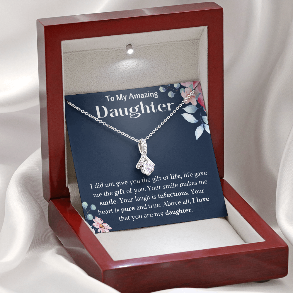 To My Amazing Daughter Petite Ribbon Necklace