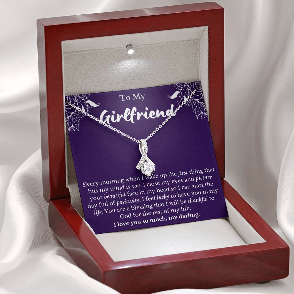 To My Girlfriend Petite Ribbon Necklace