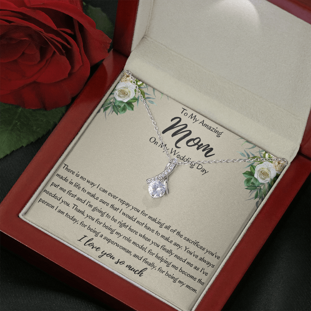 To My Amazing Mom On My Wedding Day Ribbon Necklace