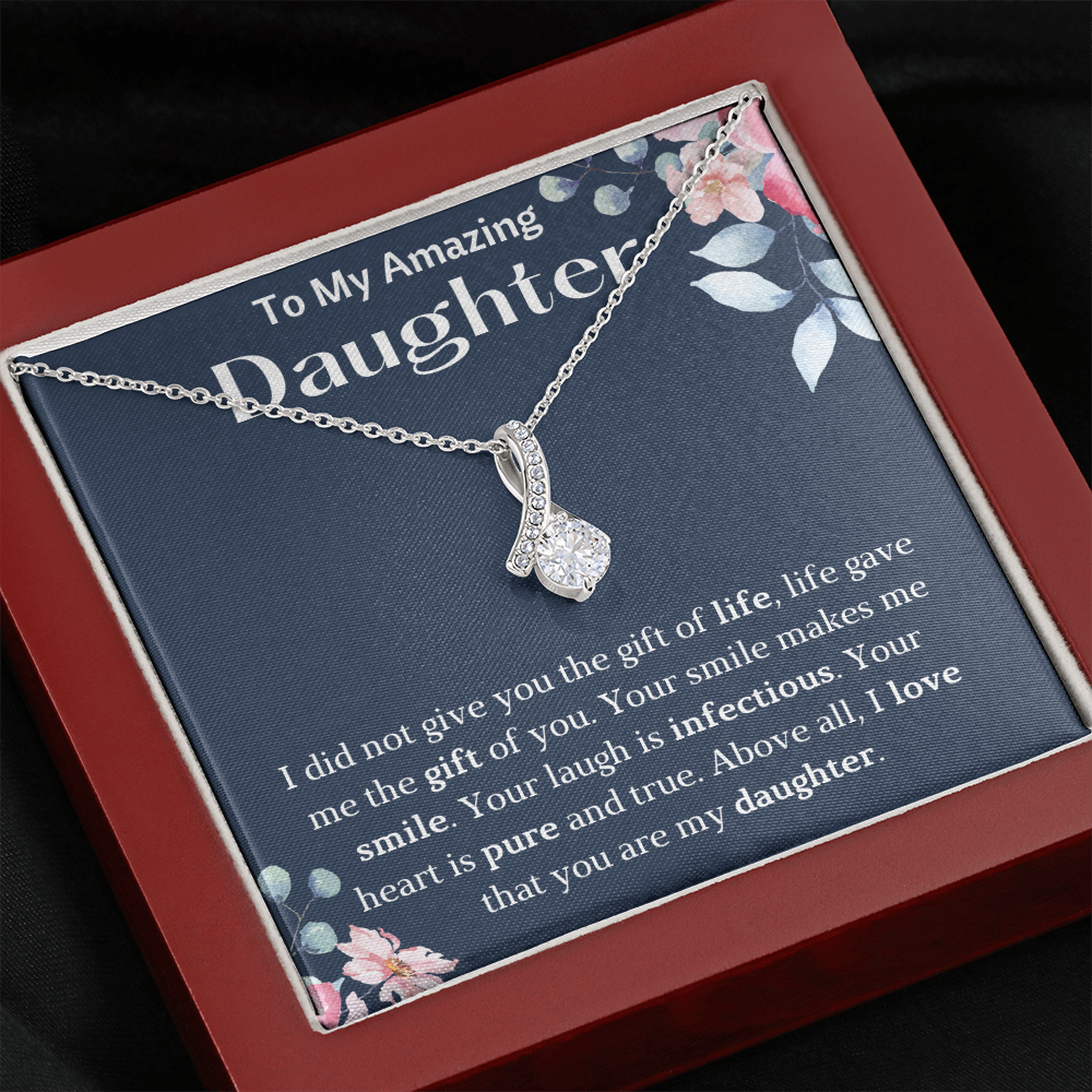 To My Amazing Daughter Petite Ribbon Necklace