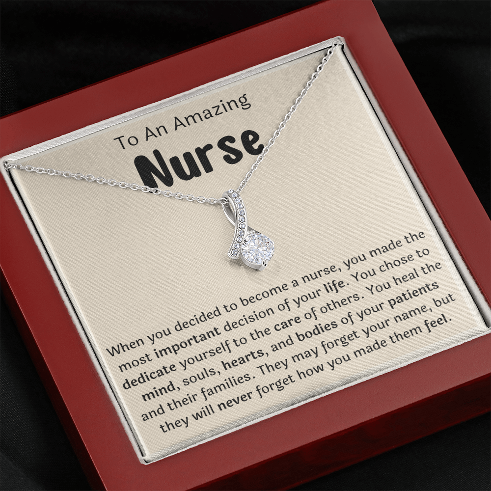 To An Amazing Nurse Ribbon Necklace