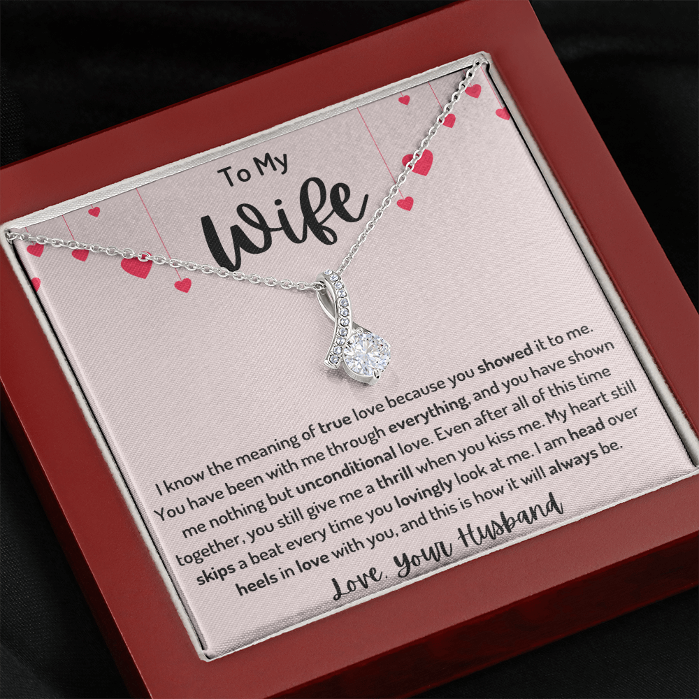 To My Wife Ribbon Hearts Strings Necklace