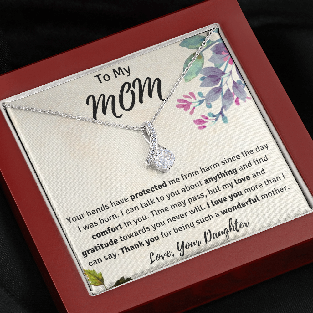 To My Mom from Your Daughter Ribbon Necklace