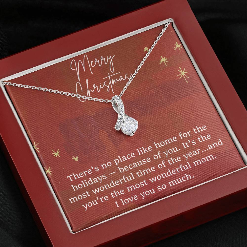 Merry Christmas Ribbon Necklace for Mom