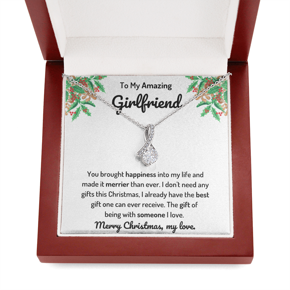 To My Girlfriend Ribbon Merry Christmas Necklace