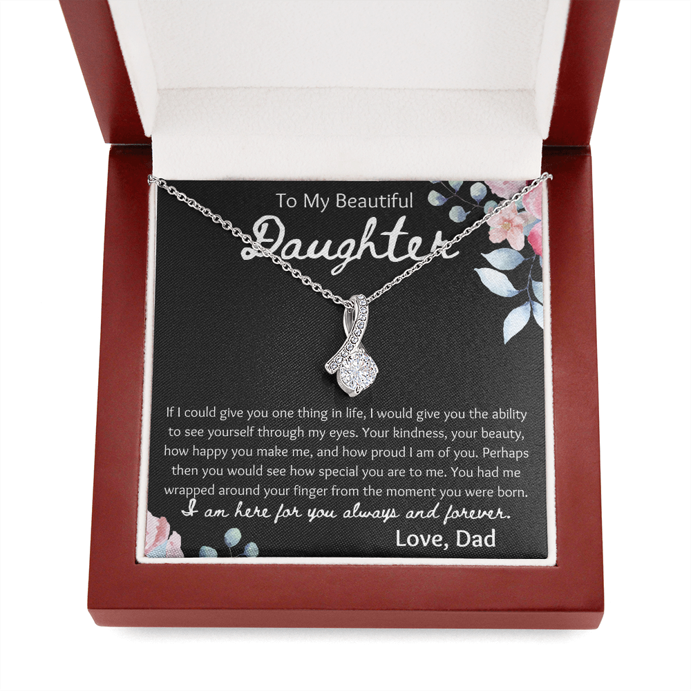 To My Beautiful Daughter from Dad Ribbon Necklace