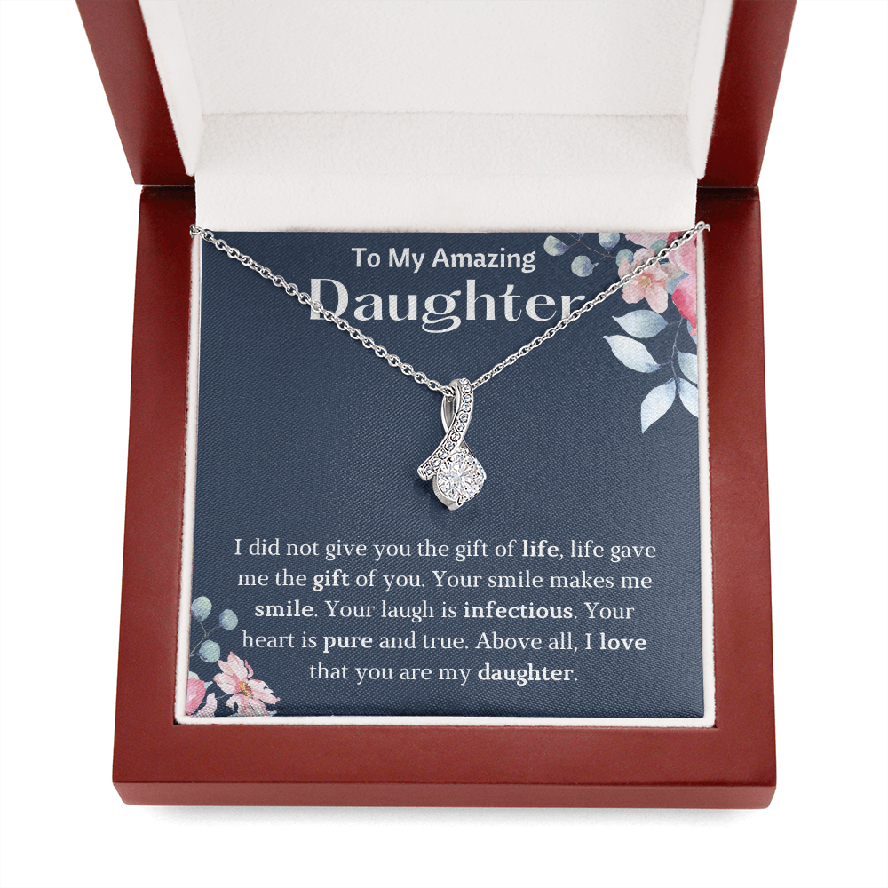 To My Amazing Daughter Petite Ribbon Necklace