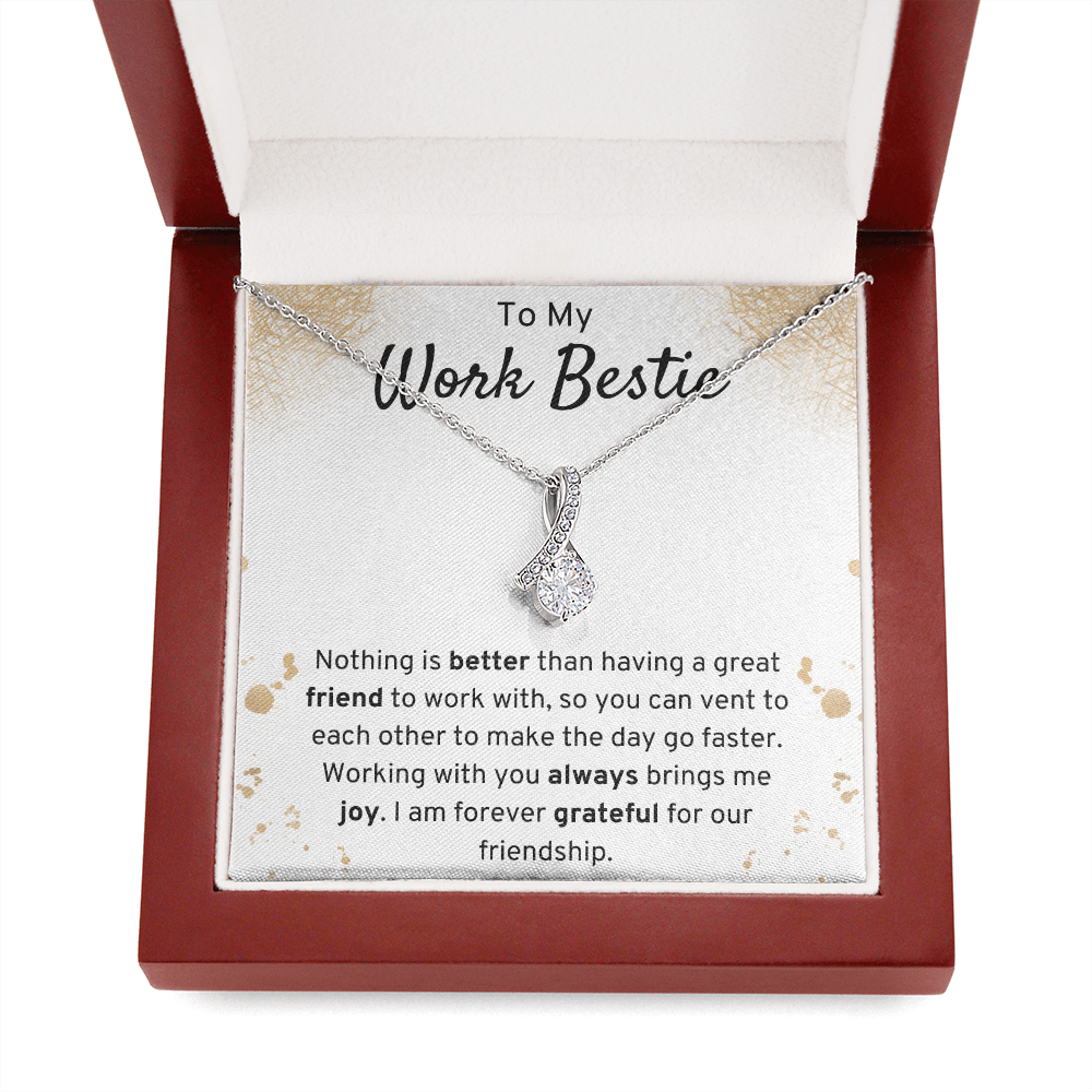 To My Work Bestie Petite Ribbon Necklace