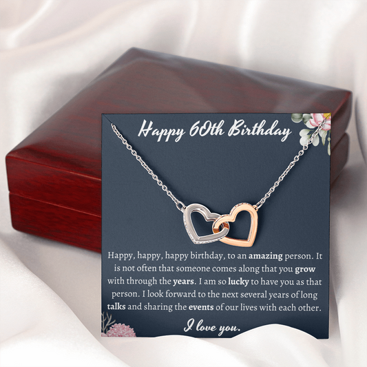 Happy 60th Birthday Interlocking Hearts Necklace
