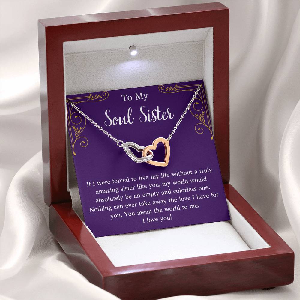 To My Soul Sister Interlocking Hearts Necklace